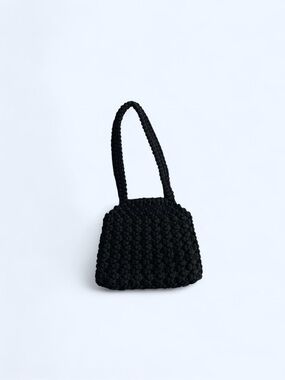 Black‎ handmade crochet shoulder purse